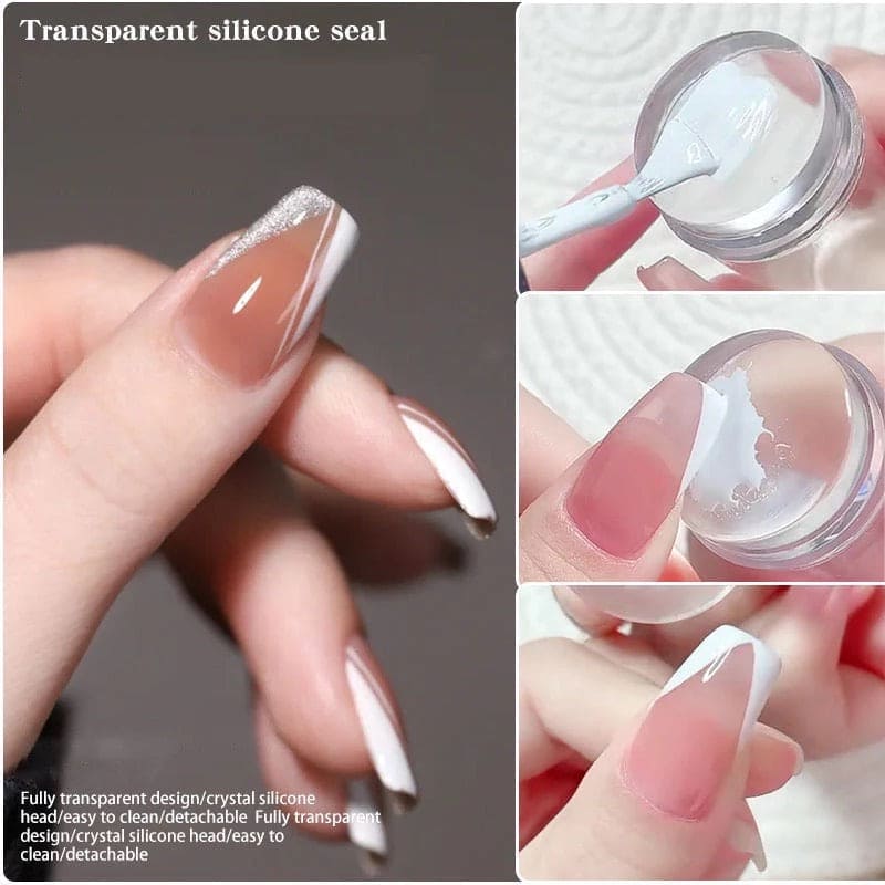 Nail Stamper, Nail Art Stamper, French Nails Silicone Stamp, Nail Art Stamping Tool, Art Jelly Silicone Stamper With Cap, Nail Stamper Manicure Tools Nail Stamper, Nail Art Stamper, French Nails Silicone Stamp, Nail Art Stamping Tool, Art Jelly Silicone Stamper With Cap, Nail Stamper Manicure Tools